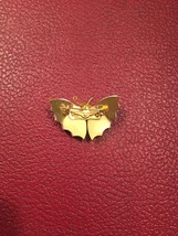 60s brown and white carved shell butterfly brooch image 3