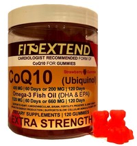 Coq10 400 mg Omega 3 Fish Oil Gummies 1320 mg 60 Days 120 Count Ubiquino... - $24.99