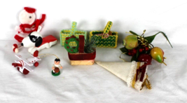 Vintage Christmas Ornaments -Lot of 12 Mixed Lot- Wood, Plastic, Basket, Snoopy - £10.96 GBP