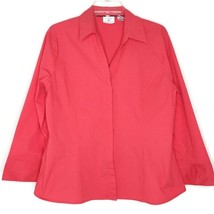 Riders By Lee Womens Blouse Size XL Hidden Button Front V-Neck Red - $12.97