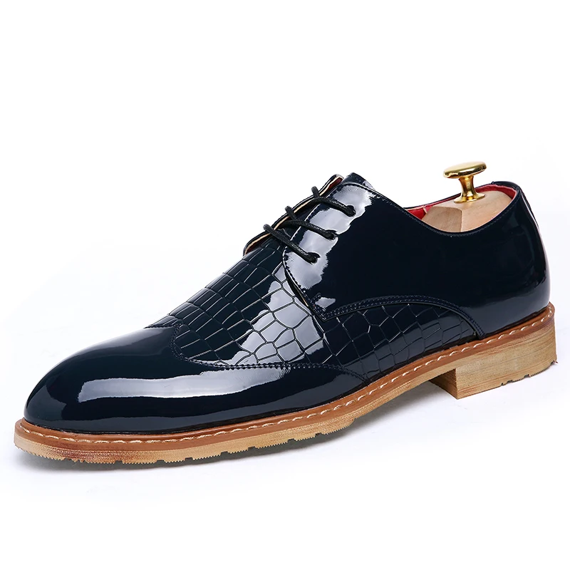 Luxury Nightclub Snake Leather Shoes Men&#39;s Patent Leather Dress Shoes Fa... - $71.55