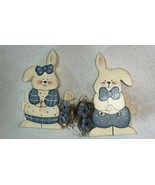 Vintage Rabbits Set of 2 Wooden Bunnies Bunny Rabbit Lot Easter Décor Co... - $17.82 CAD