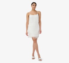 Adrianna Papell Beaded Fringe Shift Dress Ivory Size 4 $279 - £102.08 GBP