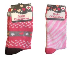 Womens Girls Funky NOVELTY CREW SOCKS Cute Hot Pink Zebra Stripe Hearts-... - £2.08 GBP+