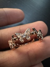 585 14K RG Stamped Rose Gold Butterfly Aura Zircon Adjustable Ring - $745.50 MXN