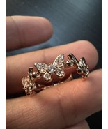 585 14K RG Stamped Rose Gold Butterfly Aura Zircon Adjustable Ring - $56.83 CAD
