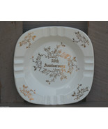 Vintage Homer Laughlin Pearl 50th Anniversary Ashtray Golden Bells 22 KT... - £7.88 GBP