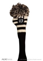 NEW #13 fairway wood Pom Pom Head Cover Clubs Knit Sock BLACK WHITE Golf... - $17.59