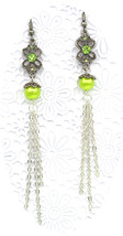 Women Green Pearl Swarovski Element Crystal Butterfly Silver Chain Earrings Gift - £7,844.83 GBP