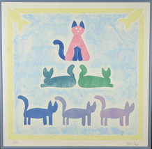 Sans Titre (Kitty Pyramide) Par Jacks Encadré Artiste Preuve Ap Lithographie - $196.47