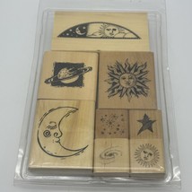 Celestial Lot of 8 Rubber Stamps Sun Moon Stars - £14.90 GBP
