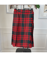 Vintage 60s Saks Fifth Avenue Girls Plaid Skirt Kilt Wrap Red 6 - $32.40