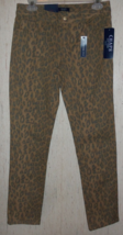 NWT WOMENS CHAPS &quot;SLIMMING FIT&quot; LEOPARD PRINT JEANS  SIZE 4 - $28.01