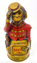 Vintage Tin J Chein Tipping Hat Monkey Bank Metal Mechanical Litho - $49.99