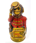 Vintage Tin J Chein Tipping Hat Monkey Bank Metal Mechanical Litho - $933.91 MXN