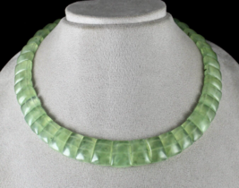 Natural Perhnite Flat Cut 609 Carats Gemstone Semi Precious Fine Necklace - £199.34 GBP