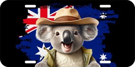 Koala Bear Australia Flag Hat Smiling Aluminum Metal License Plate 147 - £10.19 GBP+