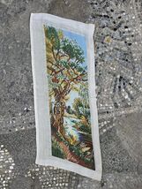 Hand embroidered needlepoint tapestry, gobelin, vintage wall decor, Land... - $25.00