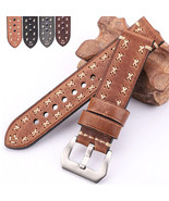 22mm Handmade Genuine Leather Italian Vintage Brown/Gray Watch Strap/Wat... - £19.76 GBP