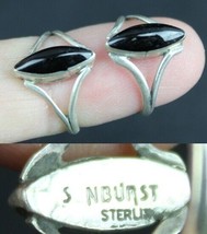 sterling silver ring lot X2 black onyx SUNBURST STERLING size 3 - £36.62 GBP
