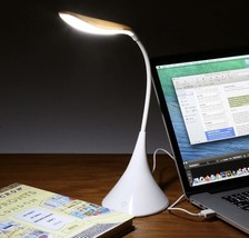 FORTUNE 8 LED Desk Lamp, Flexible Neck Dimmable Touch Lamp USB or Battery, White - £5.47 GBP
