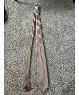 Oleg Cassini Mens Striped Tie brown beige Pointed Tie Vtg - €11,57 EUR