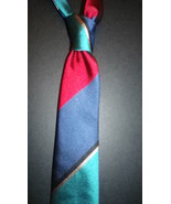 Yates &amp; Co London silk skinny tie broad stripe, handmade in England,  fr... - $19.50