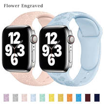 Apple Watch Flower Engraved Silicone Strap - £11.18 GBP