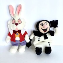 Disney Store Bean Bag Plush Alice in Wonderland White Rabbit 9” Ace Of Spades 7” - £15.62 GBP