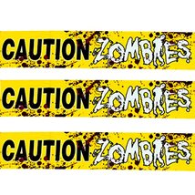 Haunted House Prop Bloody-CAUTION ZOMBIES-Warning Sign Fright Tape Decor... - £3.87 GBP