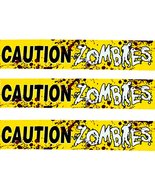 Haunted House Prop Bloody-CAUTION ZOMBIES-Warning Sign Fright Tape Decor... - £3.90 GBP