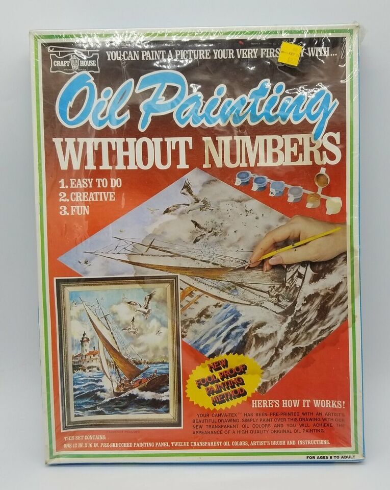 Craft House "Sea and Sails" Oil Painting without Numbers Kit Vintage Dead Stock - $48.89