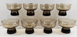 (8) Anchor Hocking Tivoli Brown Low Sherbet Glasses Set Vintage Tawny Re... - $88.77