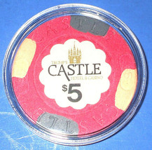 (1) $5. TRUMP Castle CASINO CHIP - Atlantic City, N.J. - Peach &amp; Black Inserts - £26.26 GBP