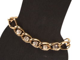 Chunky Chain Bracelet with Large Clear Rhinestone Detail - £13.42 GBP
