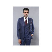 Men 3pc European Vested Suit WESSI by J.VALINTIN Extra Slim Fit JV20 Navy blue image 2