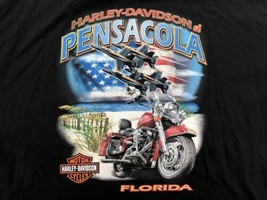 Harley Davidson Mens Hanes Graphic T Shirt Black Crew Neck Size 2XL Pensacola - $21.62