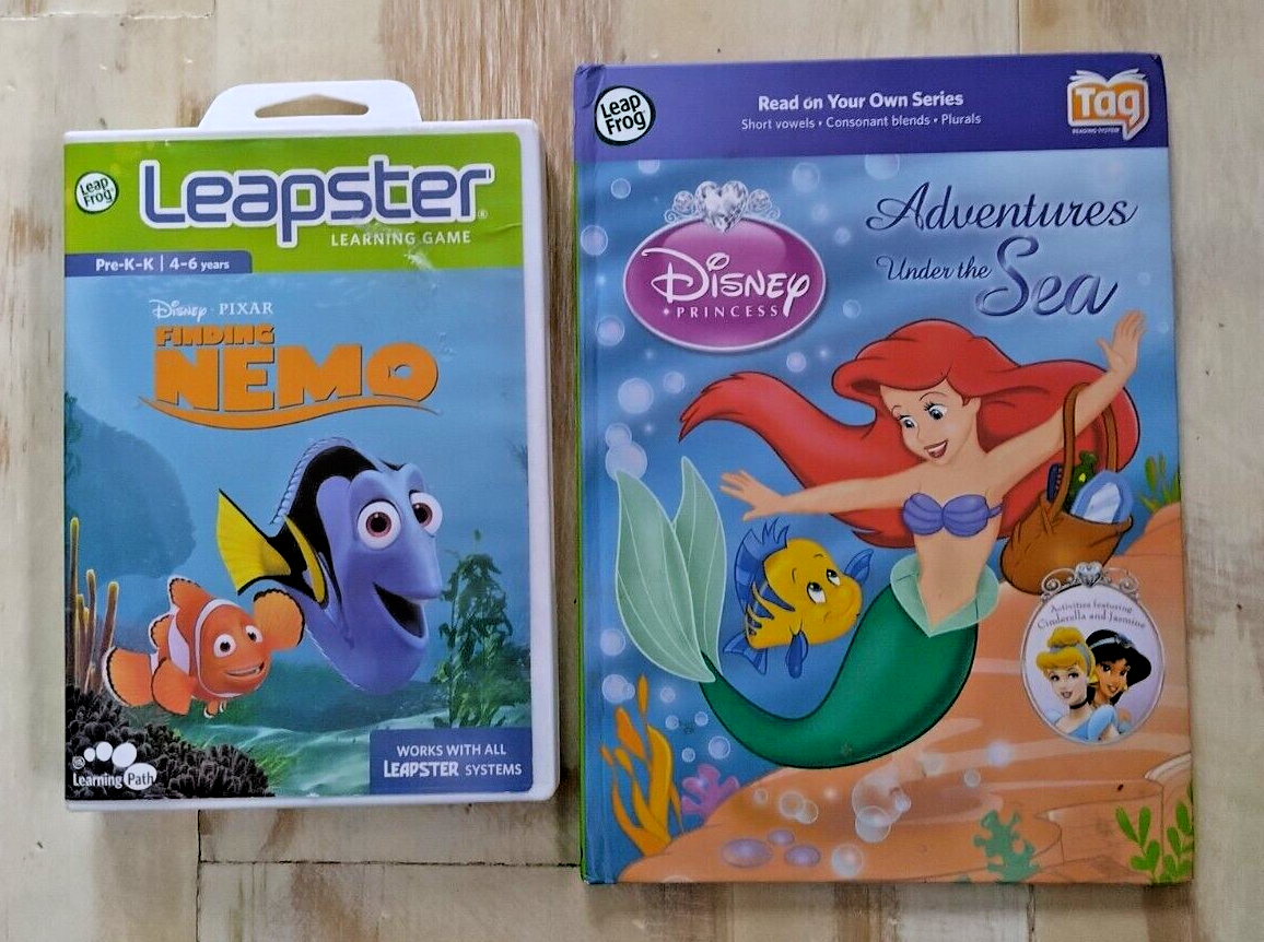 Leap Frog Leapster Finding Nemo Pre-K-K 4-6 Yrs. & Adventures Under The Sea Book - $27.60