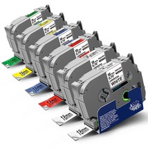 6-Pack 18Mm 0.7" Label Tape Compatible For Brother Tze141 Tze241 Tze441 Tze541 T - £36.35 GBP