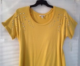 Maria Gabrielle Women&#39;s Plus size Blouse 22/20/2X Yellow Top New Short S... - $32.67