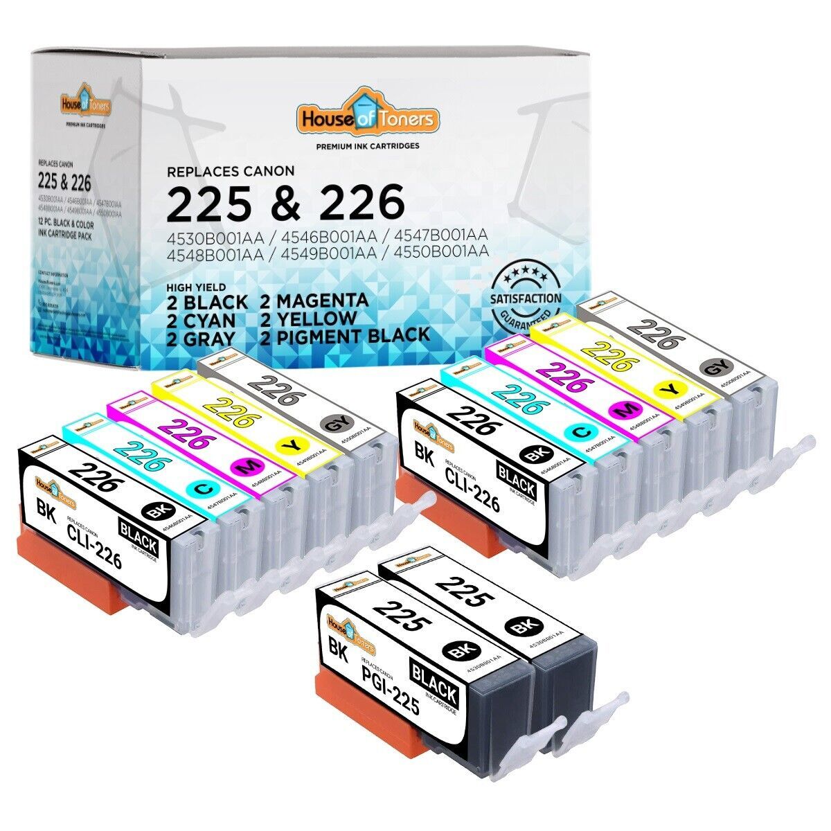 Primary image for 12Pk Pgi-225 Cli-226 Ink For Canon Pixma Mg6120 Mg6220 Mg8120 Mg8220 W/ Gray