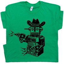 Robot T Shirt Vintage Cowboy Robot Graphic T Shirt Laser Gun Cool Geek T... - $18.99