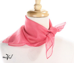 Pink Sheer Chiffon 50s Style Scarf - 21&quot; Square for Neck, Head, Hair - Hey Viv - £8.58 GBP