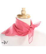 Pink Sheer Chiffon 50s Style Scarf - 21&quot; Square for Neck, Head, Hair - H... - £8.43 GBP