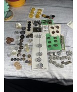 Antique Vintage Buttons Lot Collection Glass, Plastic, Brass, Shell - $61.71 CAD