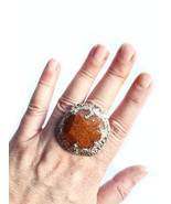 Chunky Gold Ring, Rough Brown Ring, Brown Gold Ring, Green Gold Ring, Ir... - $23.00