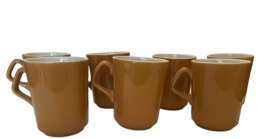 Coffee Cups 7 Homer Laughlin Dark Orange Butterscotch Vintage Marked 3.75&quot; Tall - £29.03 GBP