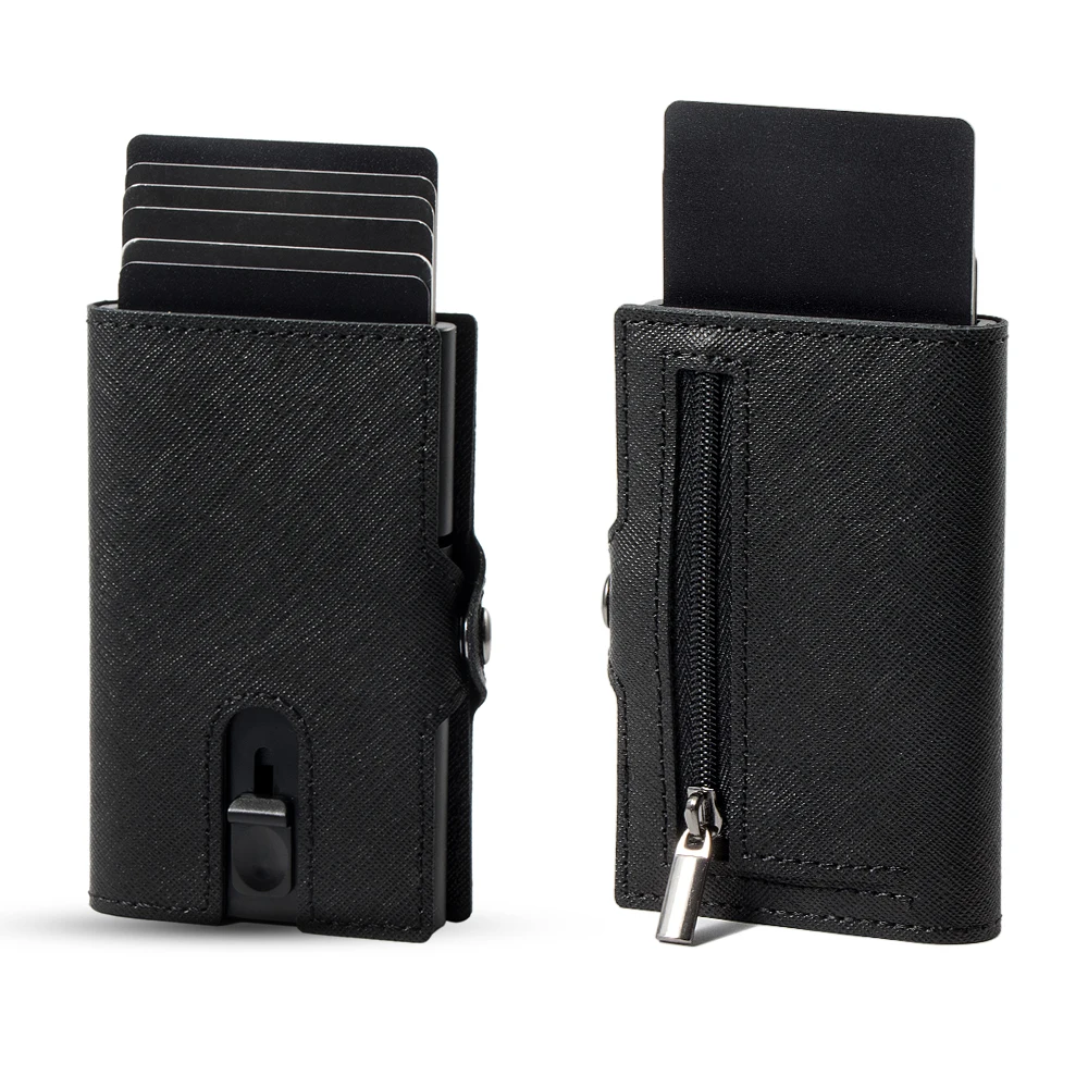 CASEKEY Genuine Saffiano Leather Men Smart Wallet Rfid Short Purse Bifold Wallet - $82.72