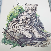 WD Gaither White Tiger Cubs 22x28 Wildlife Lithograph 58 of 2500 Vintage 1970s - £47.14 GBP