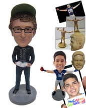 Personalized Bobblehead Dude Reading A Book Wearing A Shirt With Jeans And Boots - £72.47 GBP